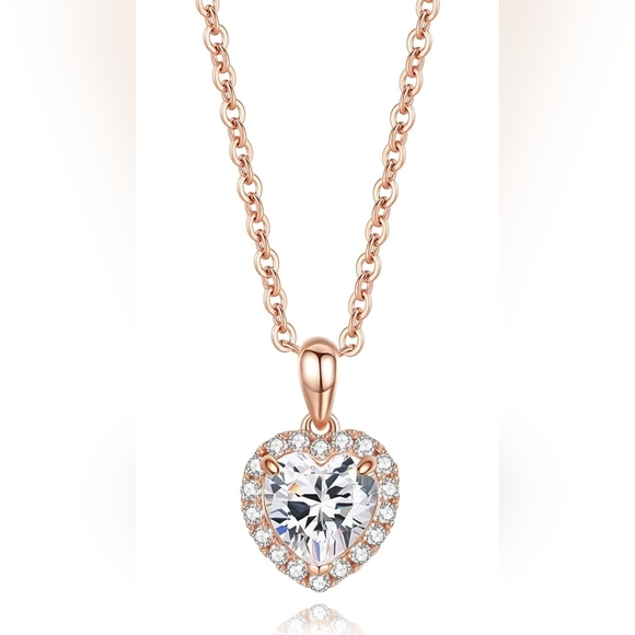 925 sterling silver gold chain heart necklace - Picture 2 of 4